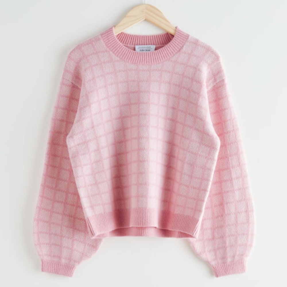 & Other Stories Pink Check Sweater